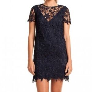 Trina Turk Navy Floral Lace Shift Dress, Size 8